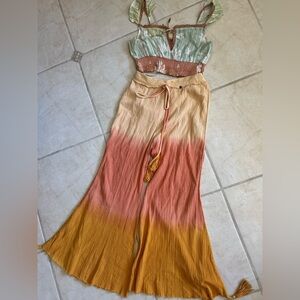 Boho Ombre Wide-Leg Pants matching crop top HIGH END BOUTIQUE organic material